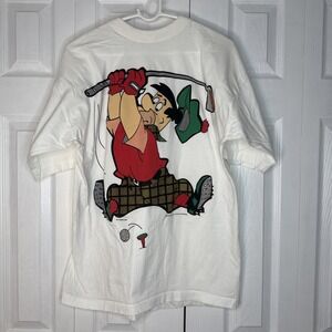 Vintage 90s 1994 Fred Flintstones Golfing Graphic T Shirt Men's Large White Rare